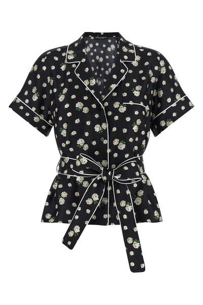 all-over fiorellini print silk twill shirt