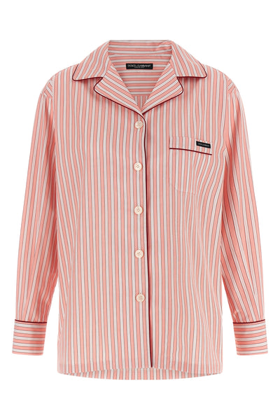 striped cotton and silk blend poplin shirt