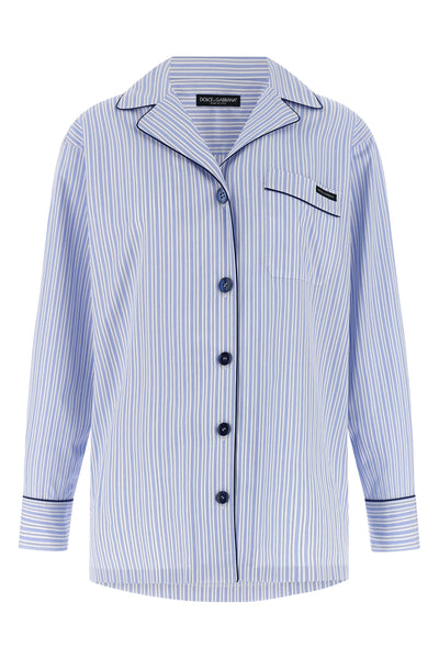 striped cotton and silk blend poplin shirt