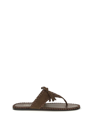 thong sandals with tassels
