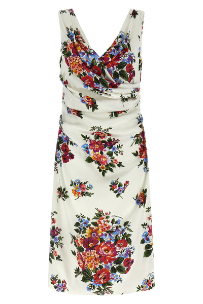 sleeveless dress in viscose satin