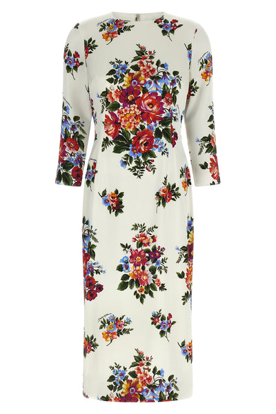 mazzo di fiori print satin midi dress