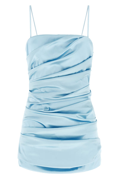 sleeveless mini dress in stretch satin
