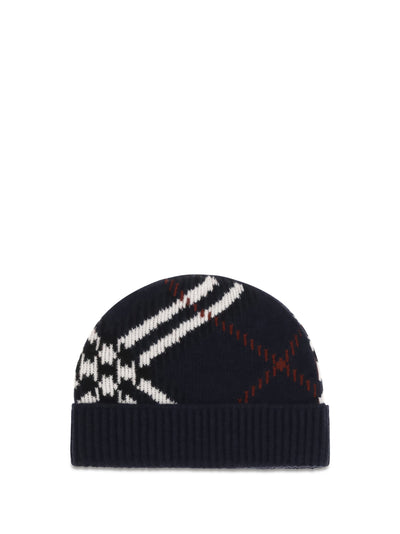 check cashmere-blend beanie