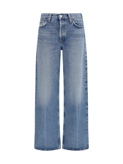 wide-leg creased jeans