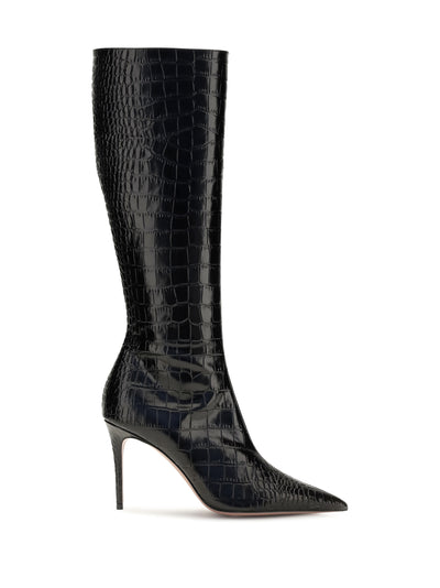 vera crocodile-effect leather knee-high boots