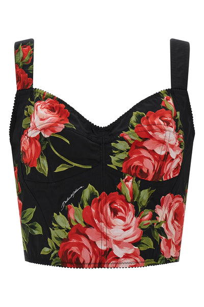bustier top in bouquet rose print cotton