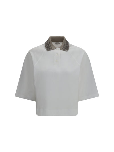 polo t-shirt with embellished collar