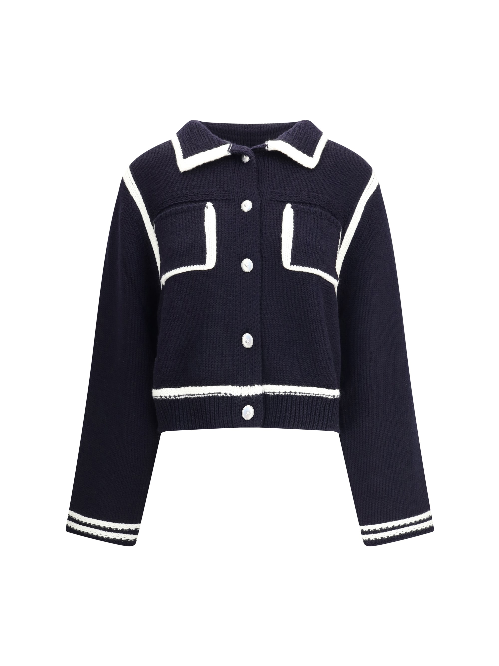 PINKO 40 cardigan with contrasting profiles