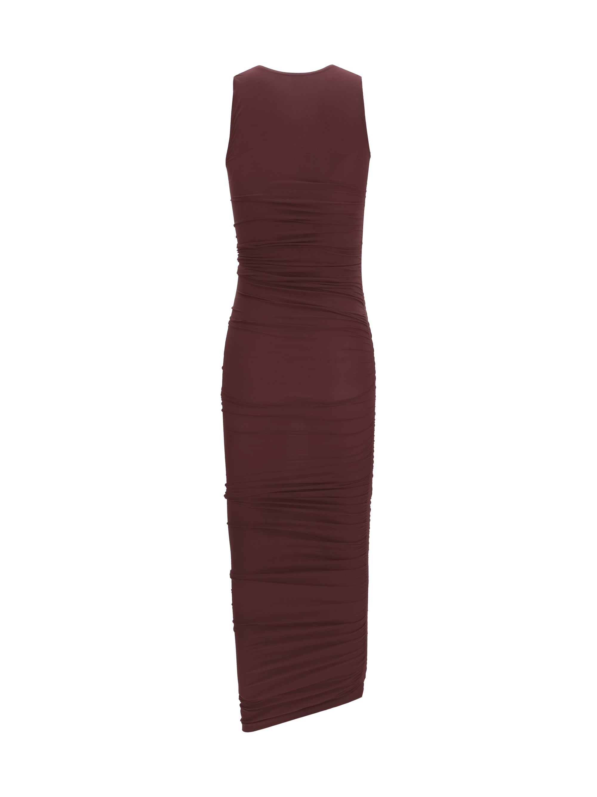 WOLFORD M asymmetric semi-sheer midi dress