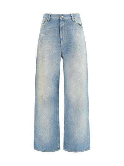 embroidered logo denim jeans