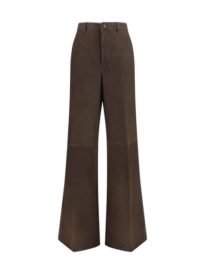 wide-leg suede pants