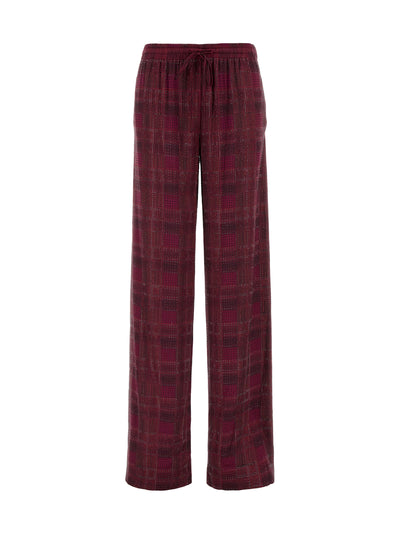 relaxed tailoring check satin pants