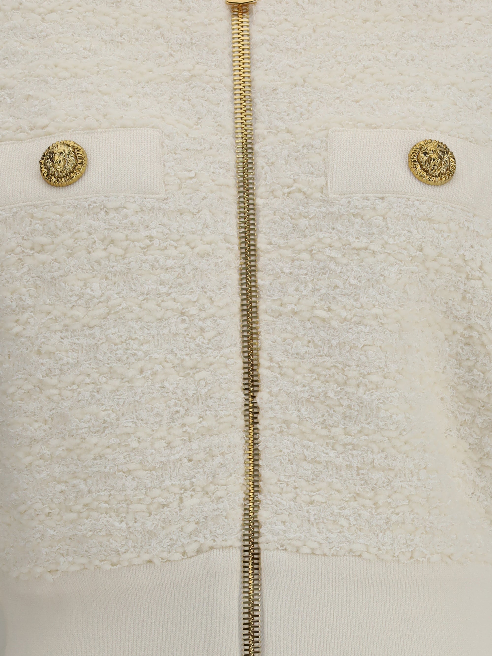 BALMAIN 36 tweed bomber jacket