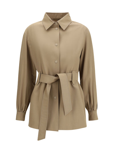wool jacket-shirt with belt