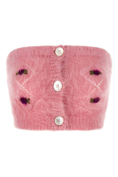 sleeveless band top in carded mohair wool