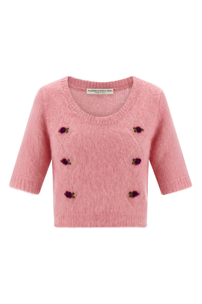 carded mohair cardigan in alpaca and wool blend