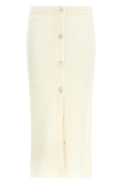 carded mohair wool knit midi skirt