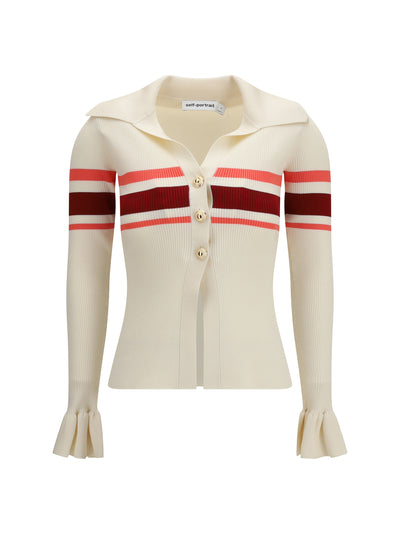 striped viscose knit button top