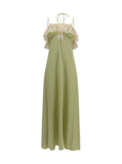silk dress with lace details