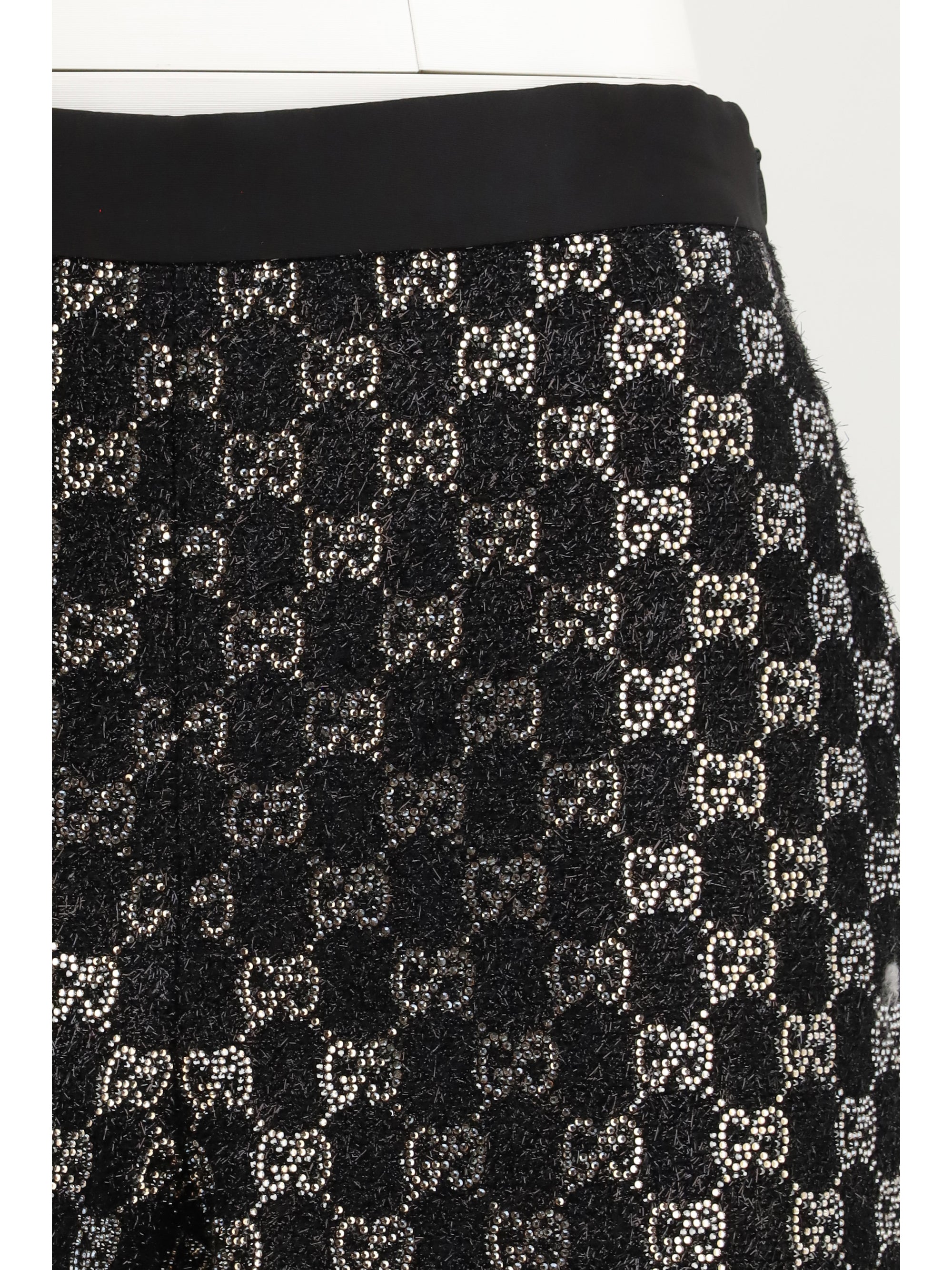 GUCCI 42 tweed wool lamé embroidered shorts
