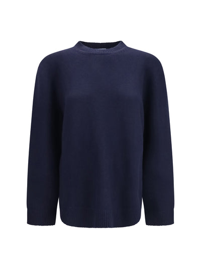 crewneck sweater with suede elbow patches