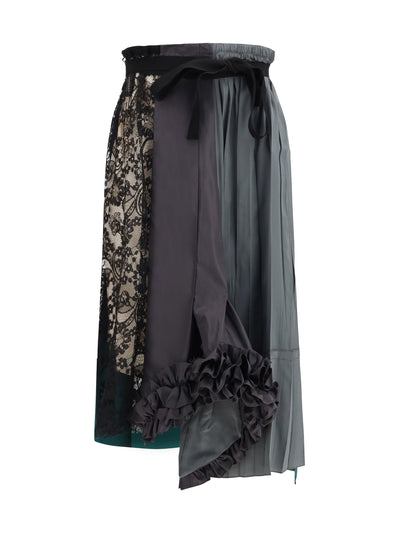 patchwork midi skirt with panel construction