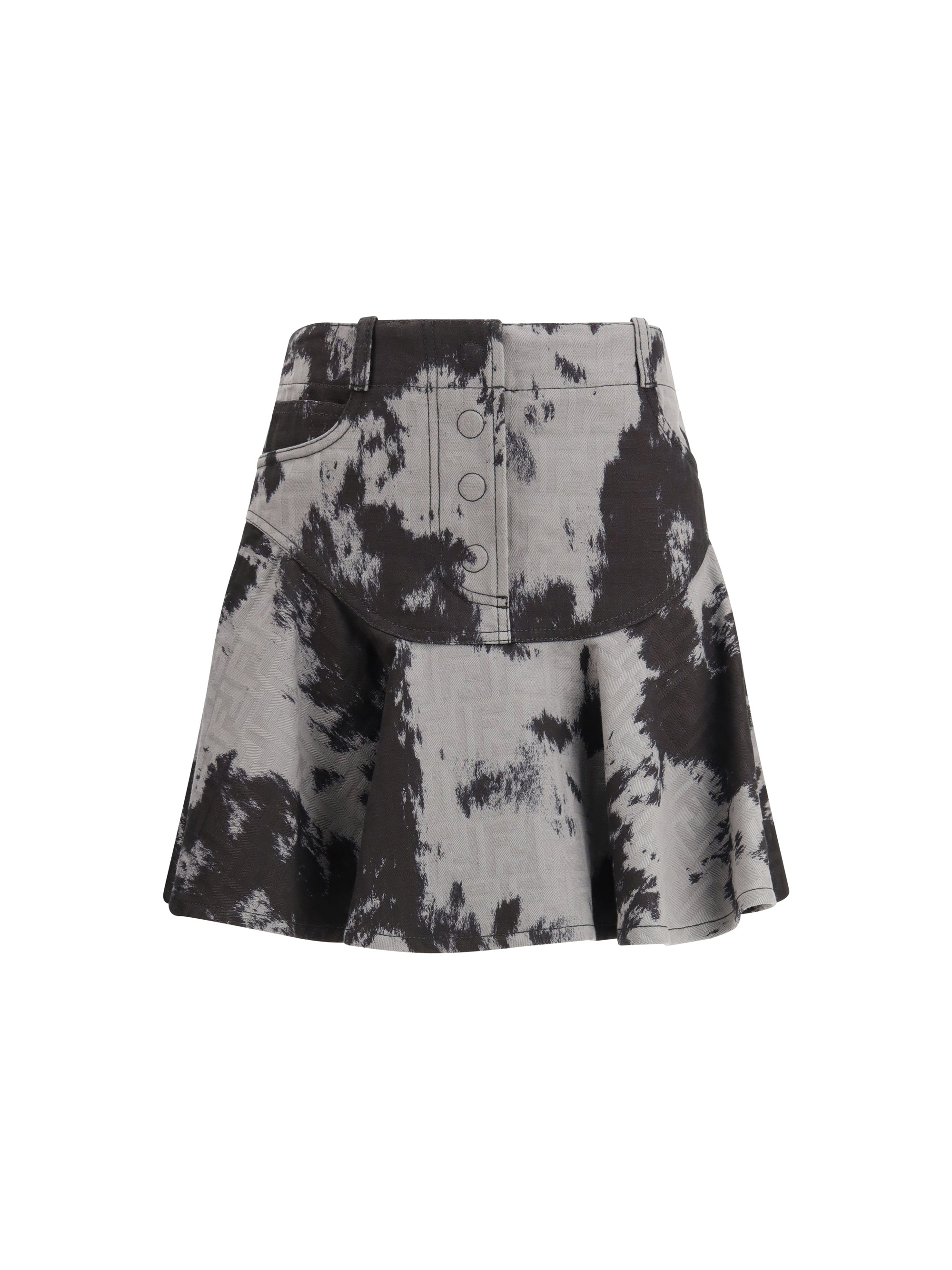 FENDI 38 denim miniskirt with animalier motif