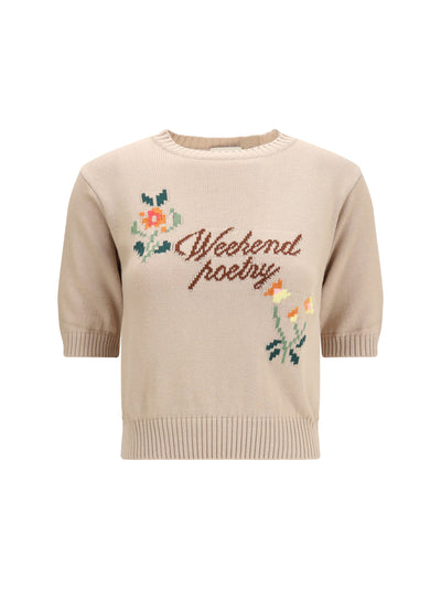 cotton knit sweater with embroidery