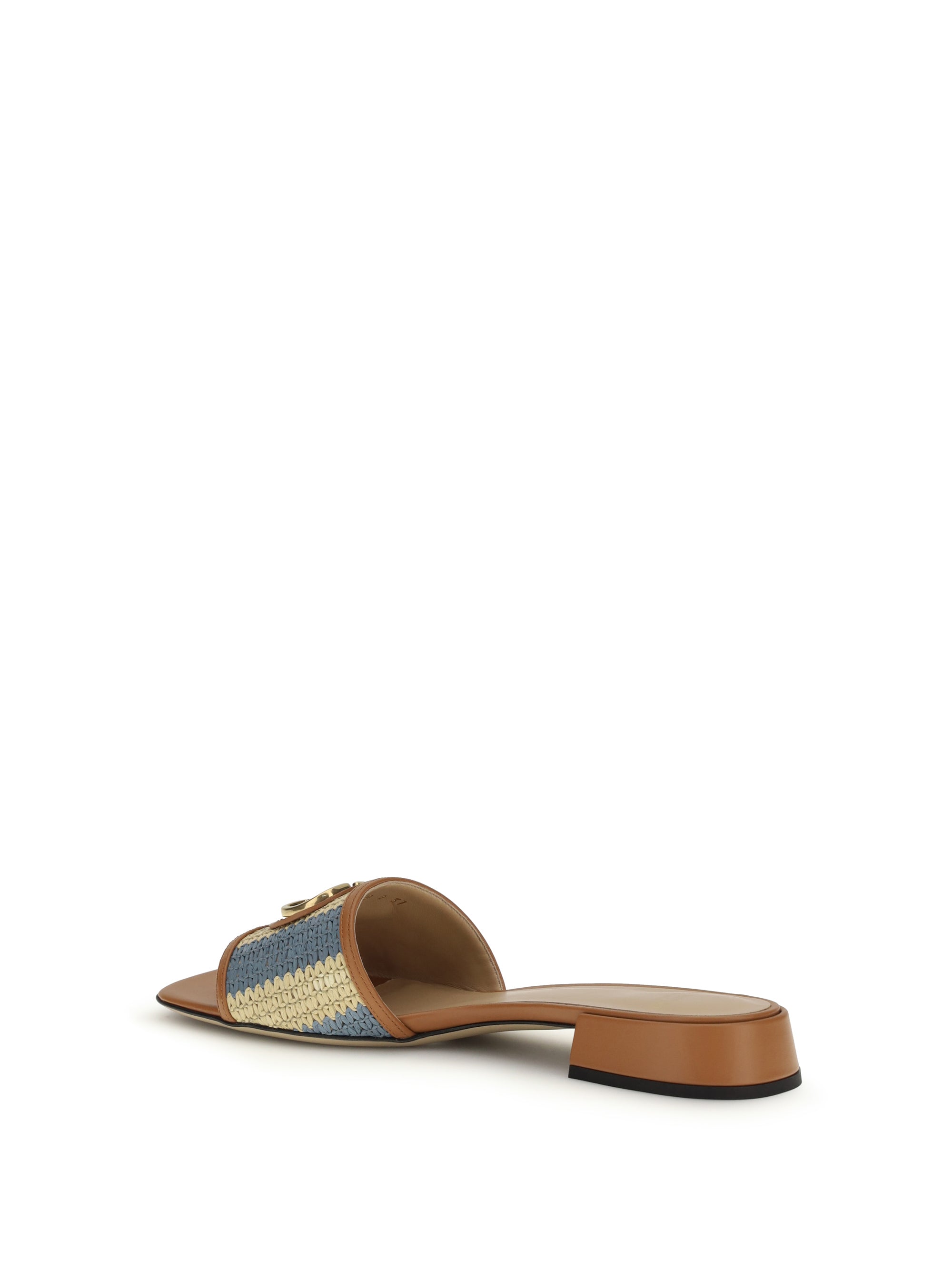 VALENTINO GARAVANI 36 vlogo signature raffia slide sandals