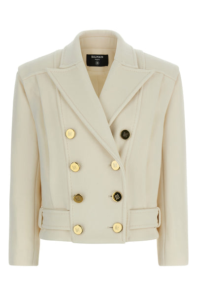 double-breasted short wool blend coat