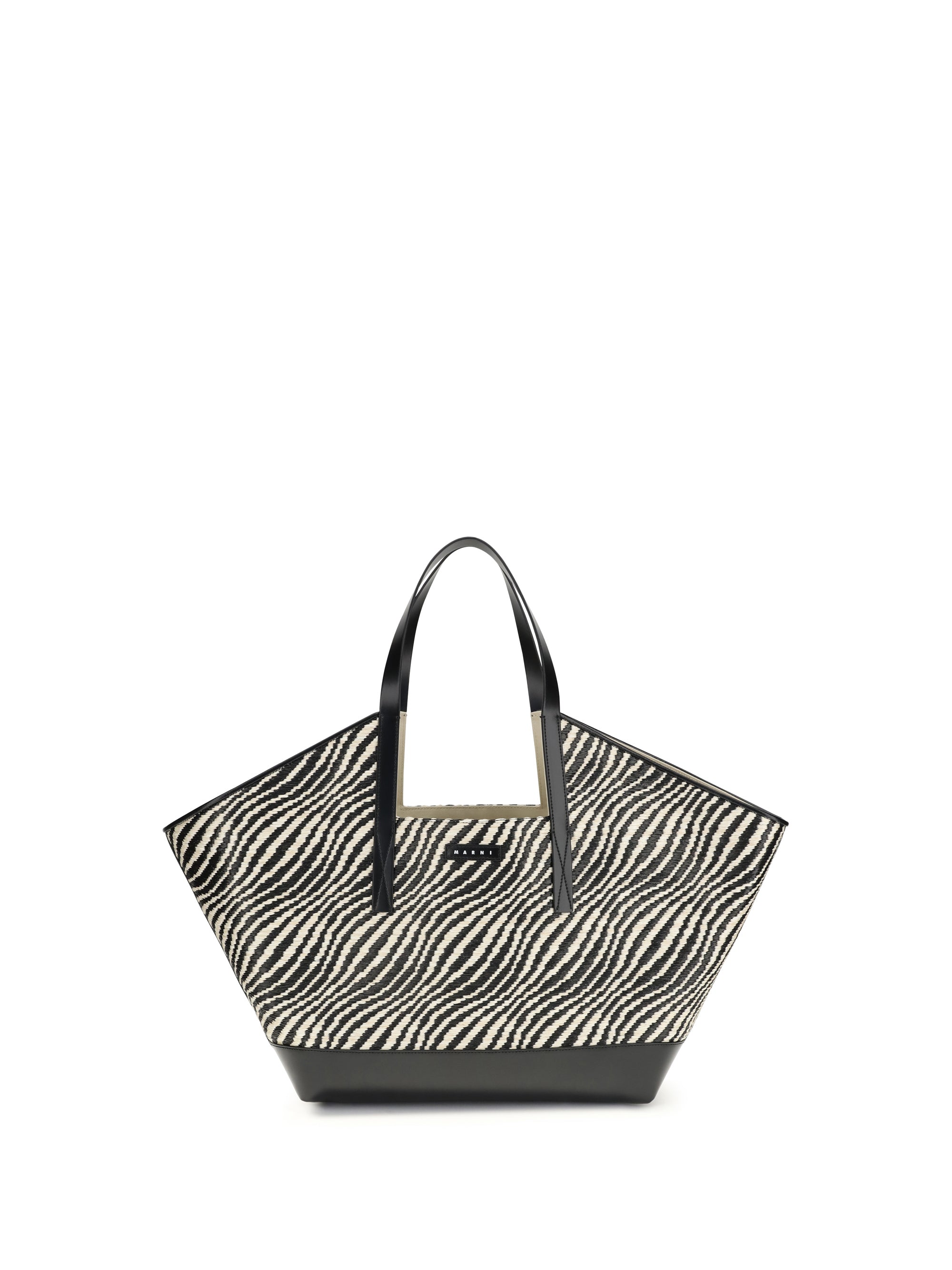 MARNI OS raffia effect fabric tote bag