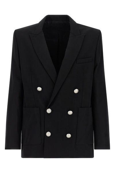 double-breasted grain de poudre blazer