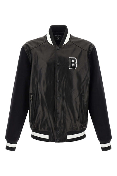 varsity leather bomber jacket