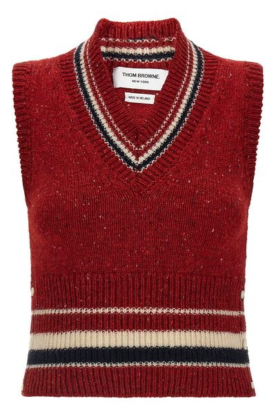 the thom browne vest defines a new perspective on knitwear through a structured