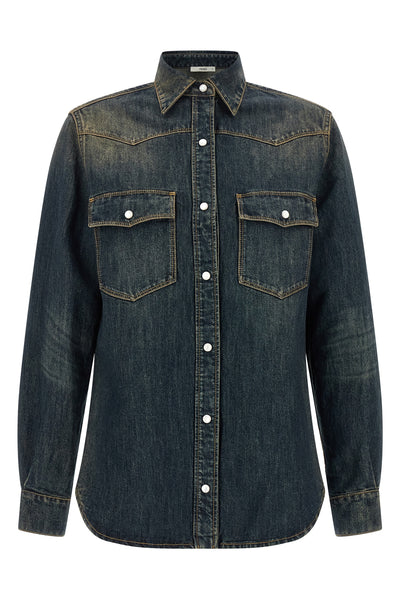 the shirt fendi western in denim reinterprets the codes of workwear clothing t