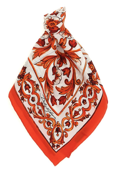 maiolica print silk twill scarf