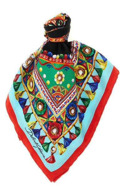 carretto print silk twill scarf