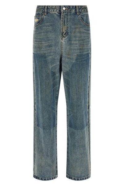 double knee carpenter vintage-washed cotton jeans