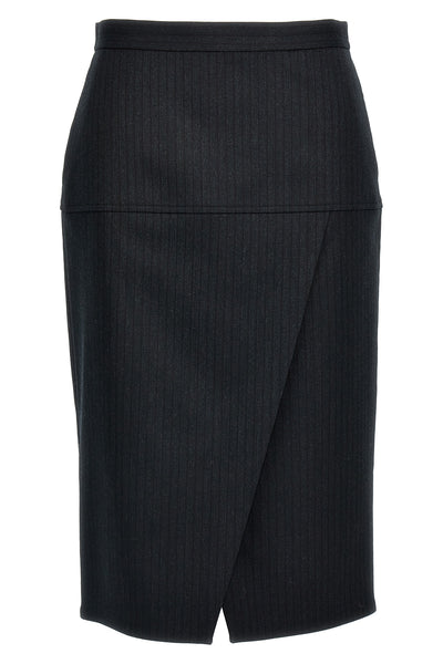 pinstripe wool skirt