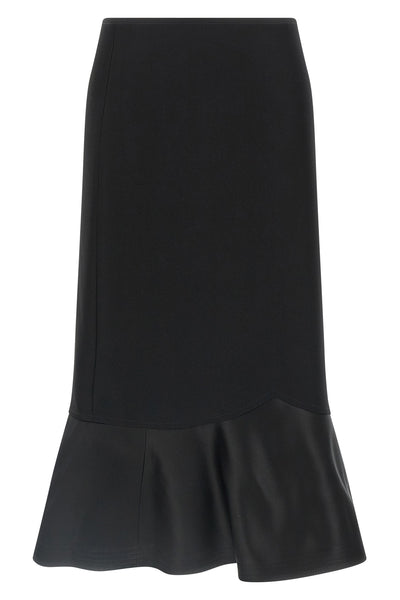 midi skirt in wool grain de poudre