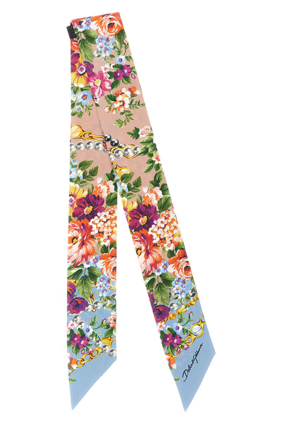 mazzolini di fiori print silk twill bandeau