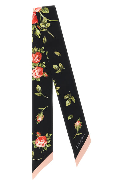 bouquet rose print silk twill bandeau