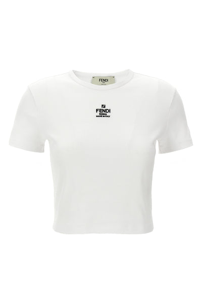 fendi ribbed cotton cropped t-shirt