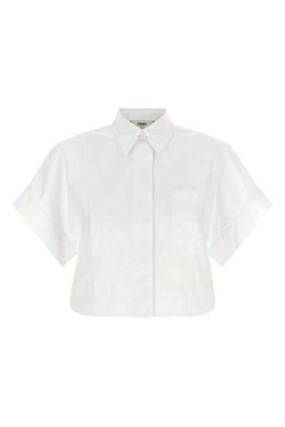 the fendi cotton poplin shirt redefines the volumes of classic tailoring through