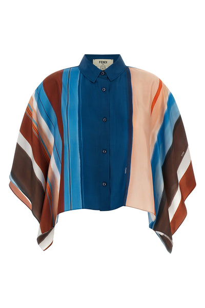 the fendi shirt redefines sartorial volumes through a crop silhouette and wide s