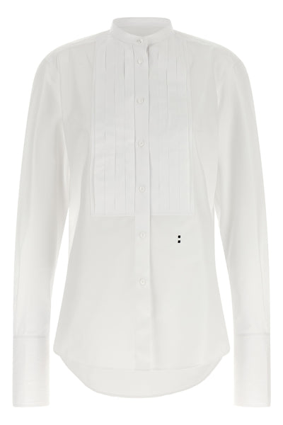 the fendi shirt redefines the codes of classic tailoring through a tight silhoue