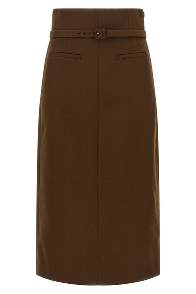 the ami paris midi skirt defines a structured pencil silhouette through the use
