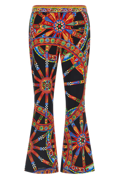 dolce & gabbana flared pants in fine stretch silk celebrate the brands visual h