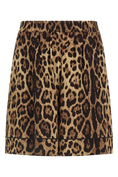 leopard print silk shorts